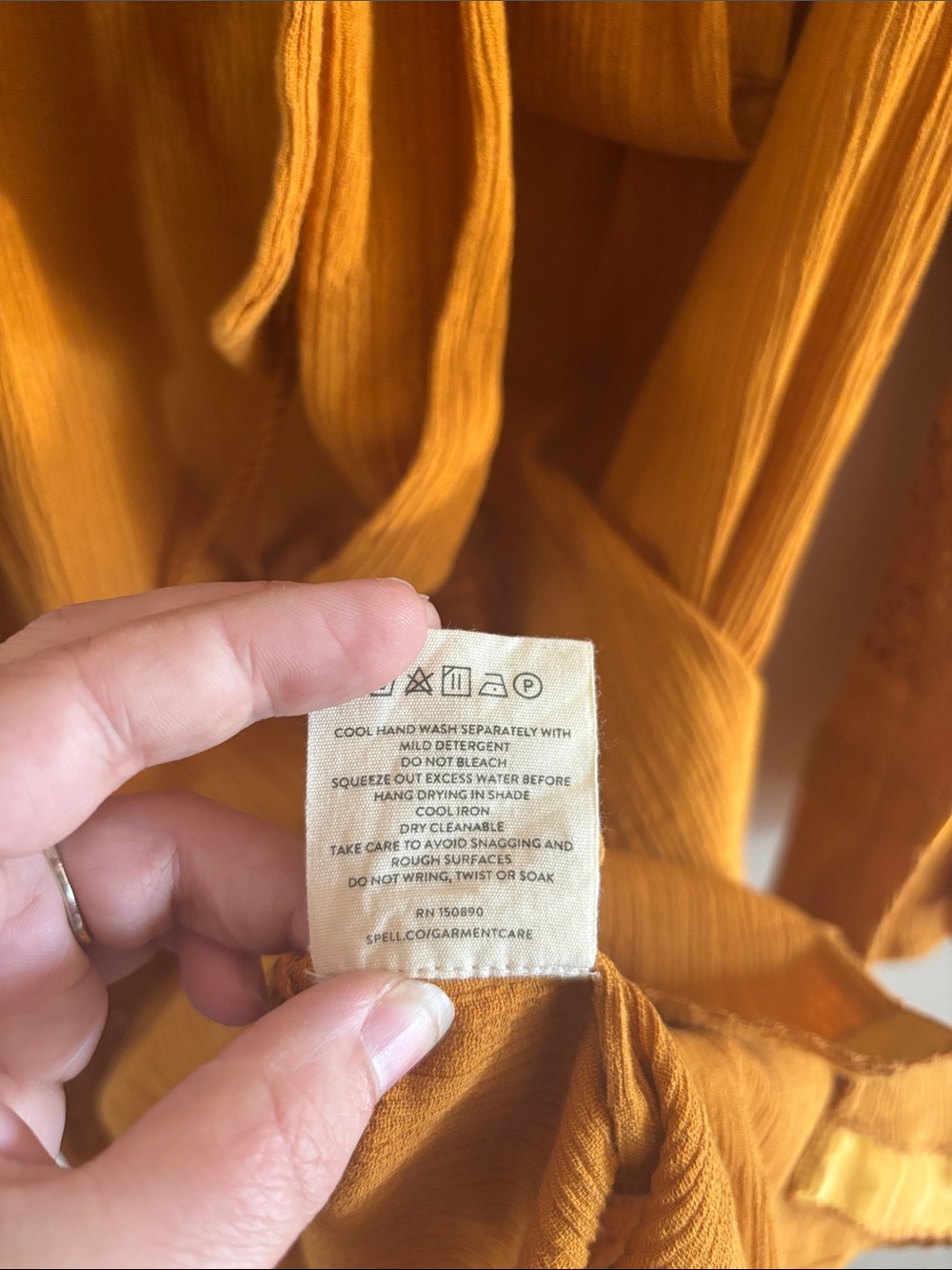 NWT Spell • Mustard Crochet-Trim 100% organic cotton dress - Picture 6 of 6